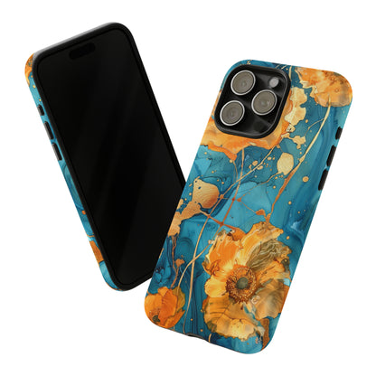 Gold Poppies Color Splash Floral Design Phone Case