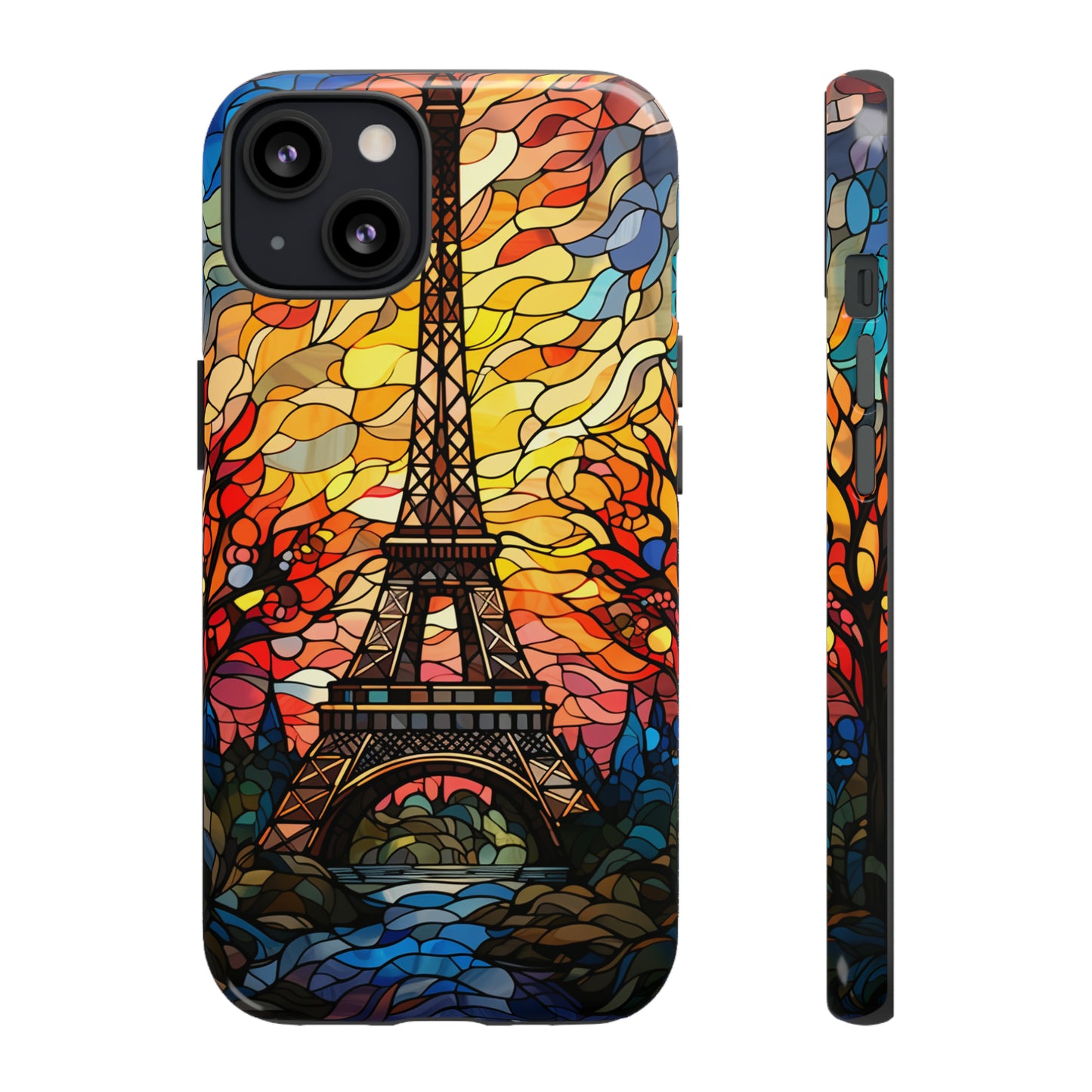 Parisian Elegance: Stained Glass Eiffel Tower | Artistic Flair iPhone Case for iPhone Models 11 through 14 Pro Max, Samsung Galaxy, and Google Pixel