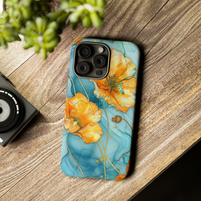 Gold Poppies Color Splash Floral Design Phone Case