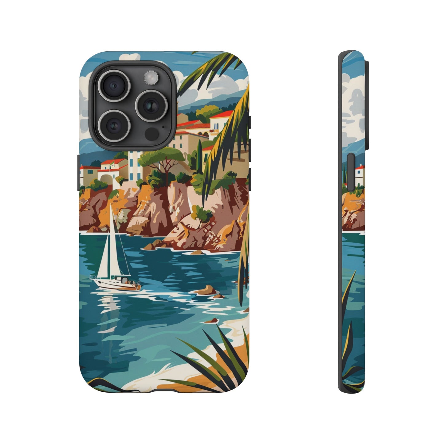 Midcentury French Riviera Sailboat Painting Phone Case