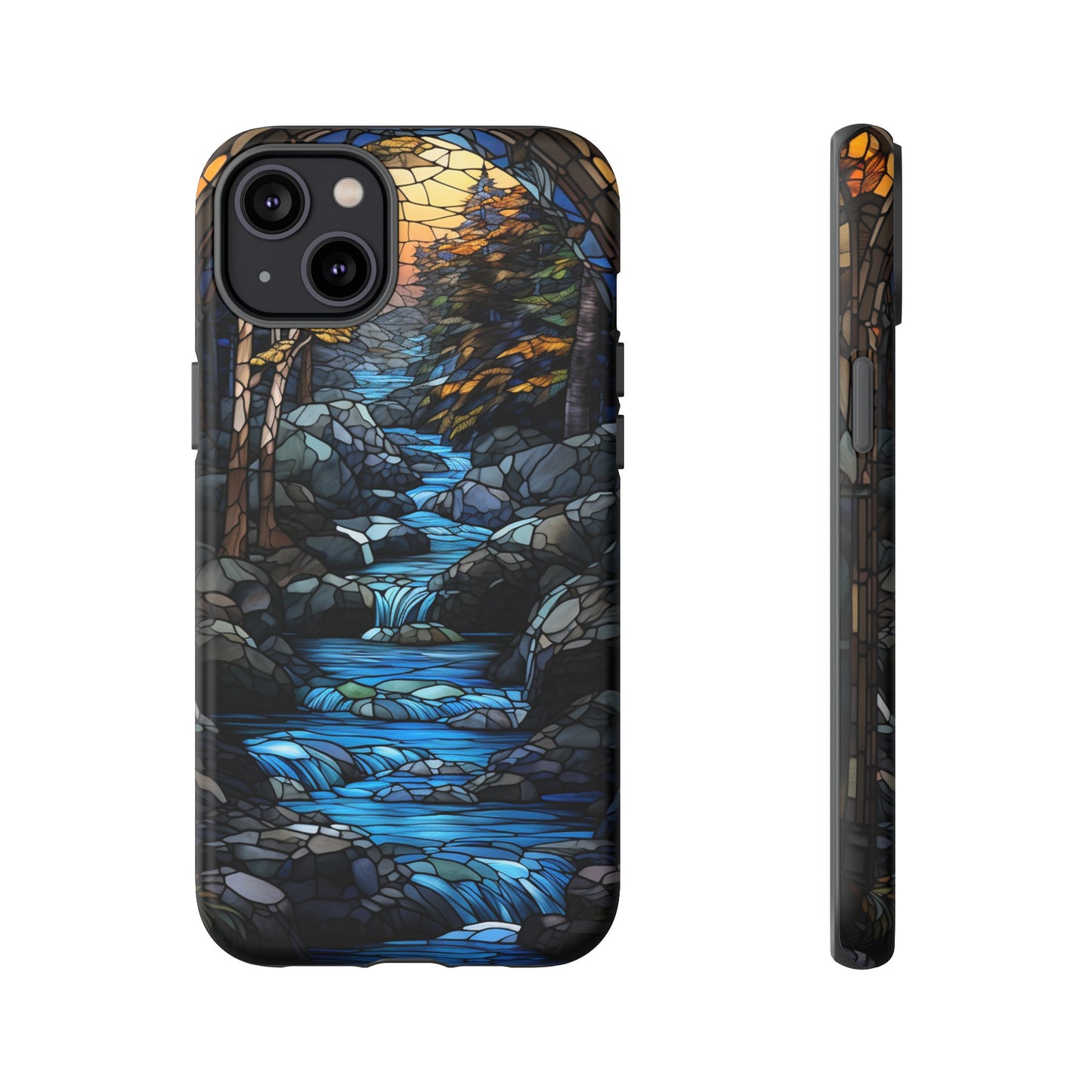 Stained Glass Stone Bridge and River Art Phone Case