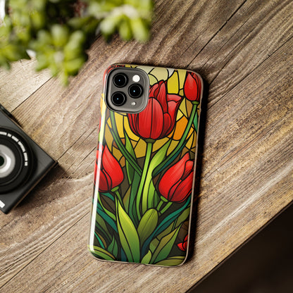 Stained Glass Tulip Floral Aesthetic iPhone Case | Embrace the Beauty of Nature in Full Bloom