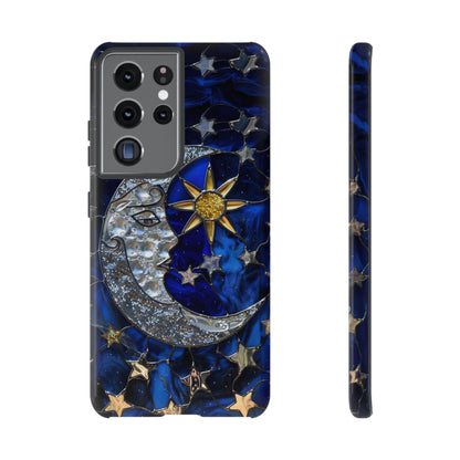 Cosmic Moon & Stars Stained Glass Starry Night Phone Case