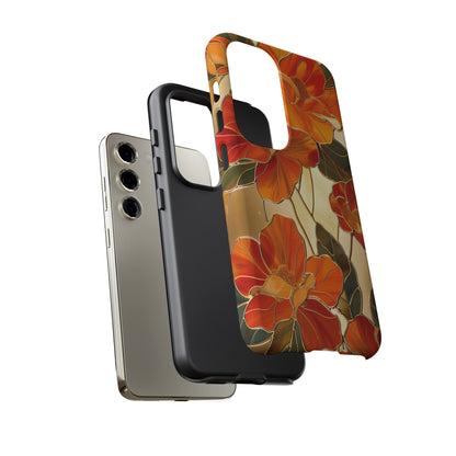 Orange Floral Phone Case Stained Glass Flower Aesthetic