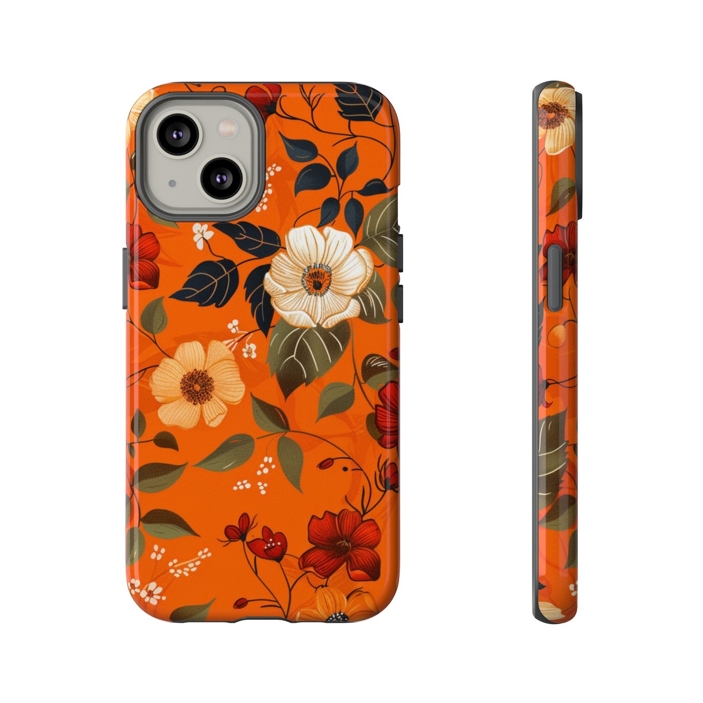 Orange Floral Phone Tough Case