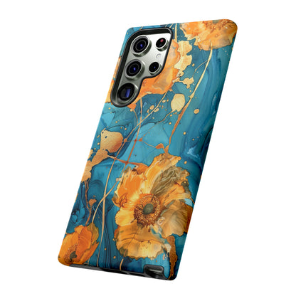 Gold Poppies Color Splash Floral Design Phone Case