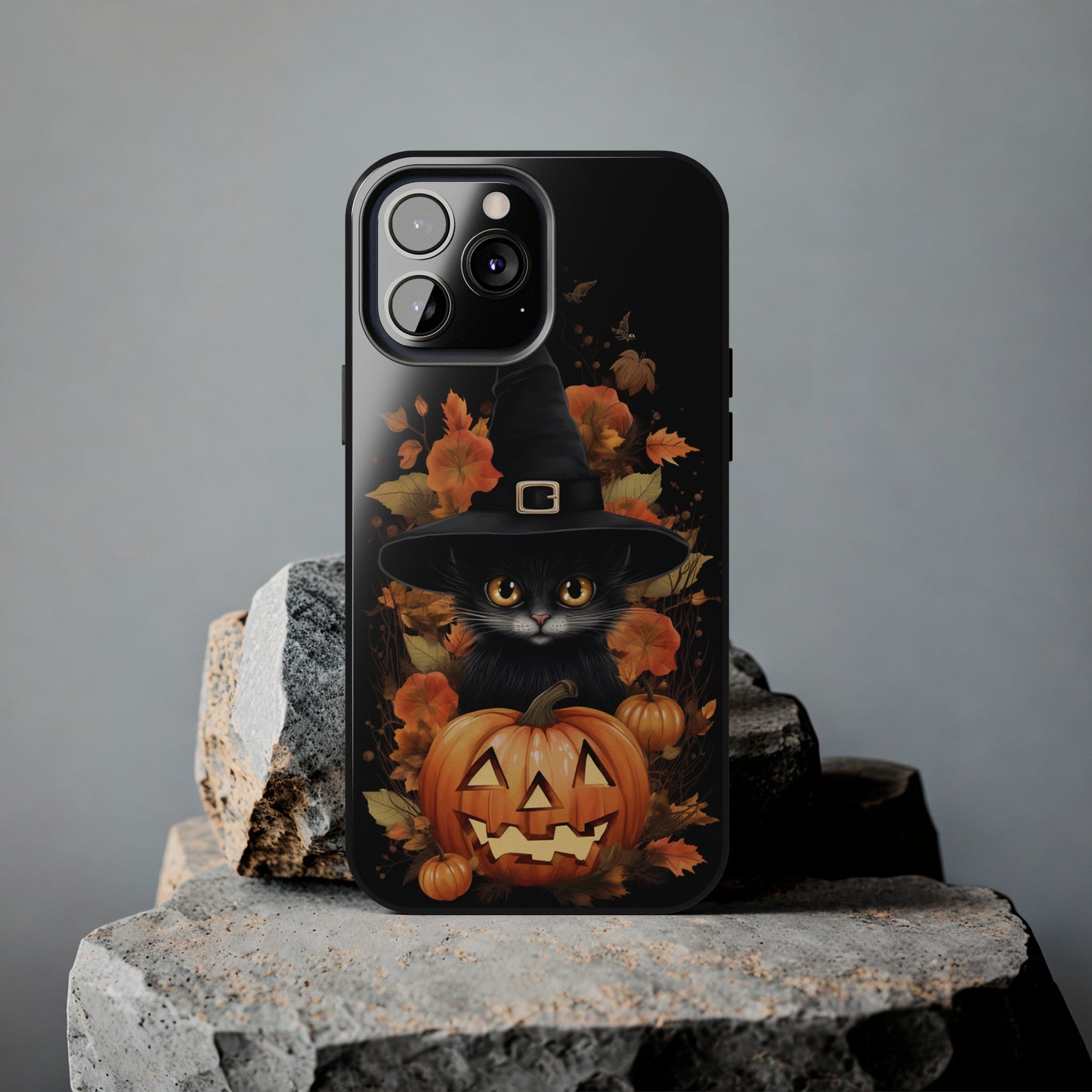 Trick or Treat Delight: Adorable Witch Cat Halloween Celebration | Whimsical iPhone Case