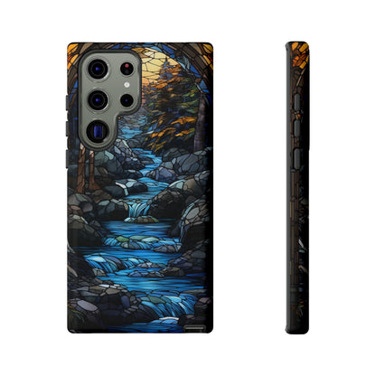 Stained Glass Stone Bridge and River Art Phone Case