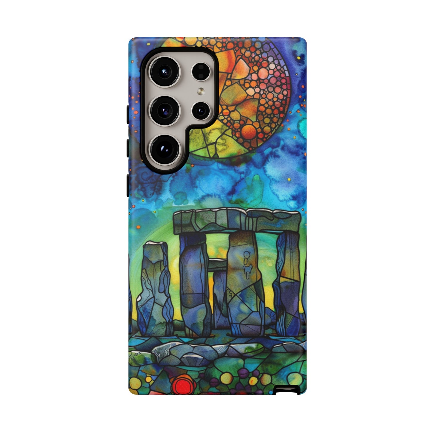 Stonehenge Neolithic Full Moon Stained Glass Watercolor Phone Cover