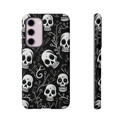 Join the Goth Side: Black Skull Floral Print | Mystical Elegance Case for iPhone, Samsung Galaxy, and Google Pixel