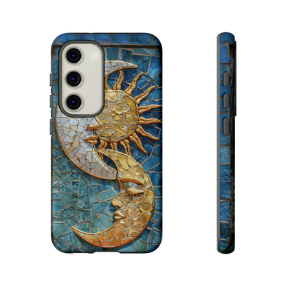 Boho Sun and Moon Mosaic Tile Stained Glass Phone Case