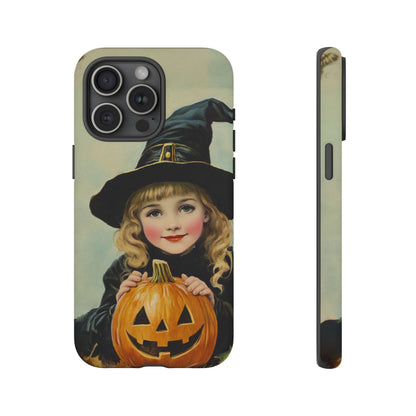 Vintage Halloween Card Witch and Jack-o'-lantern Phone Cover