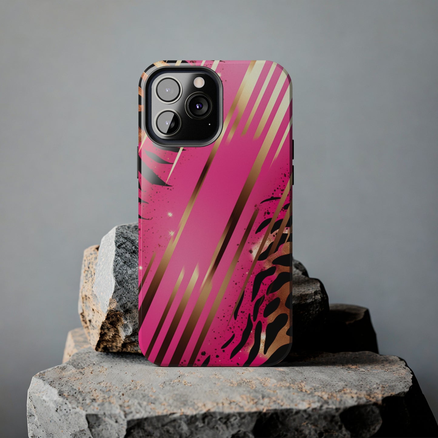 Elegant Wilderness: Pink & Gold Tiger Stripes | Mesmerizing Lush iPhone Case