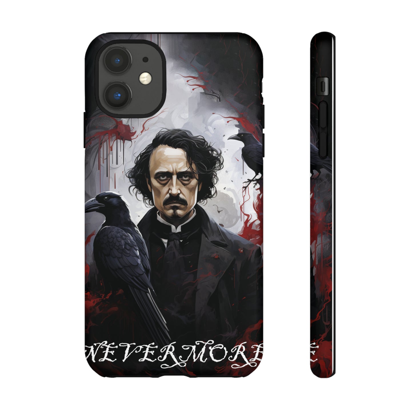 Nevermore Edgar Allen Poe, gothic Raven, Retro Samsung Galaxy Phone iPhone 15, 14 Plus 13 12 7 8 Se Horror Dark Academia Style goth Vibe