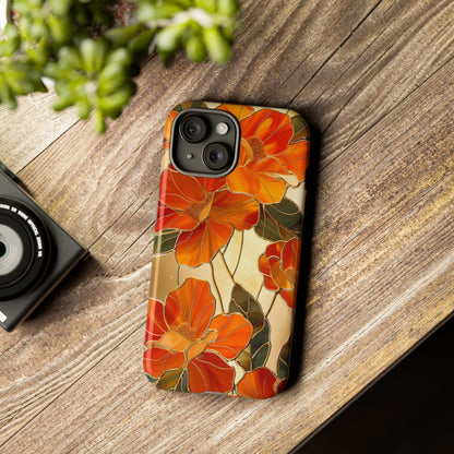 Orange Floral Phone Case Stained Glass Flower Aesthetic