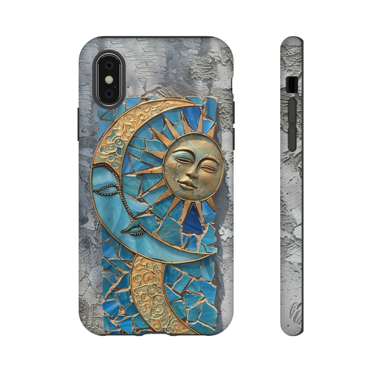 Boho Sun and Moon Mosaic Tile Stained Glass Phone Case