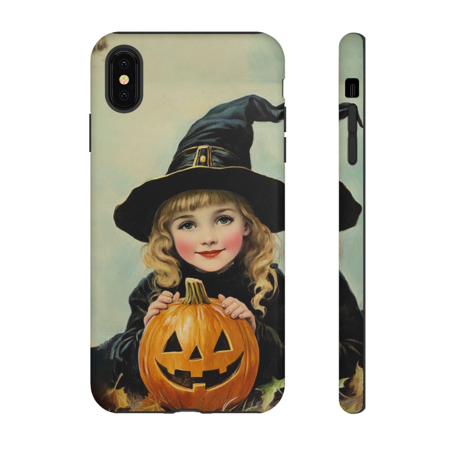 Vintage Halloween Card Witch and Jack-o'-lantern Phone Cover