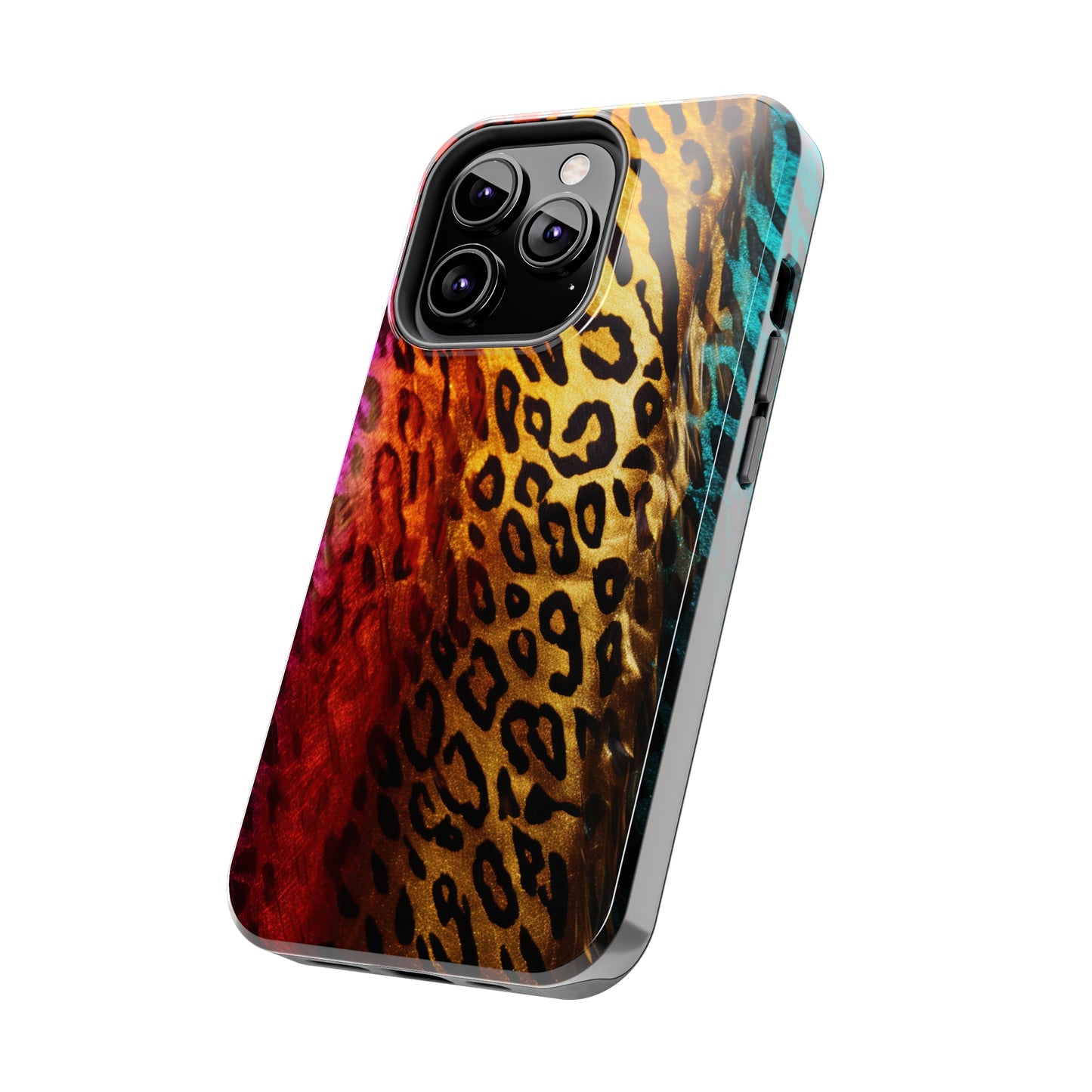 Kaleidoscopic Wild: Psychedelic Rainbow Leopard Print | Dazzling iPhone Case