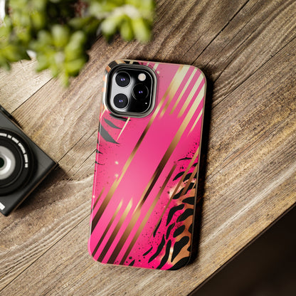 Elegant Wilderness: Pink & Gold Tiger Stripes | Mesmerizing Lush iPhone Case