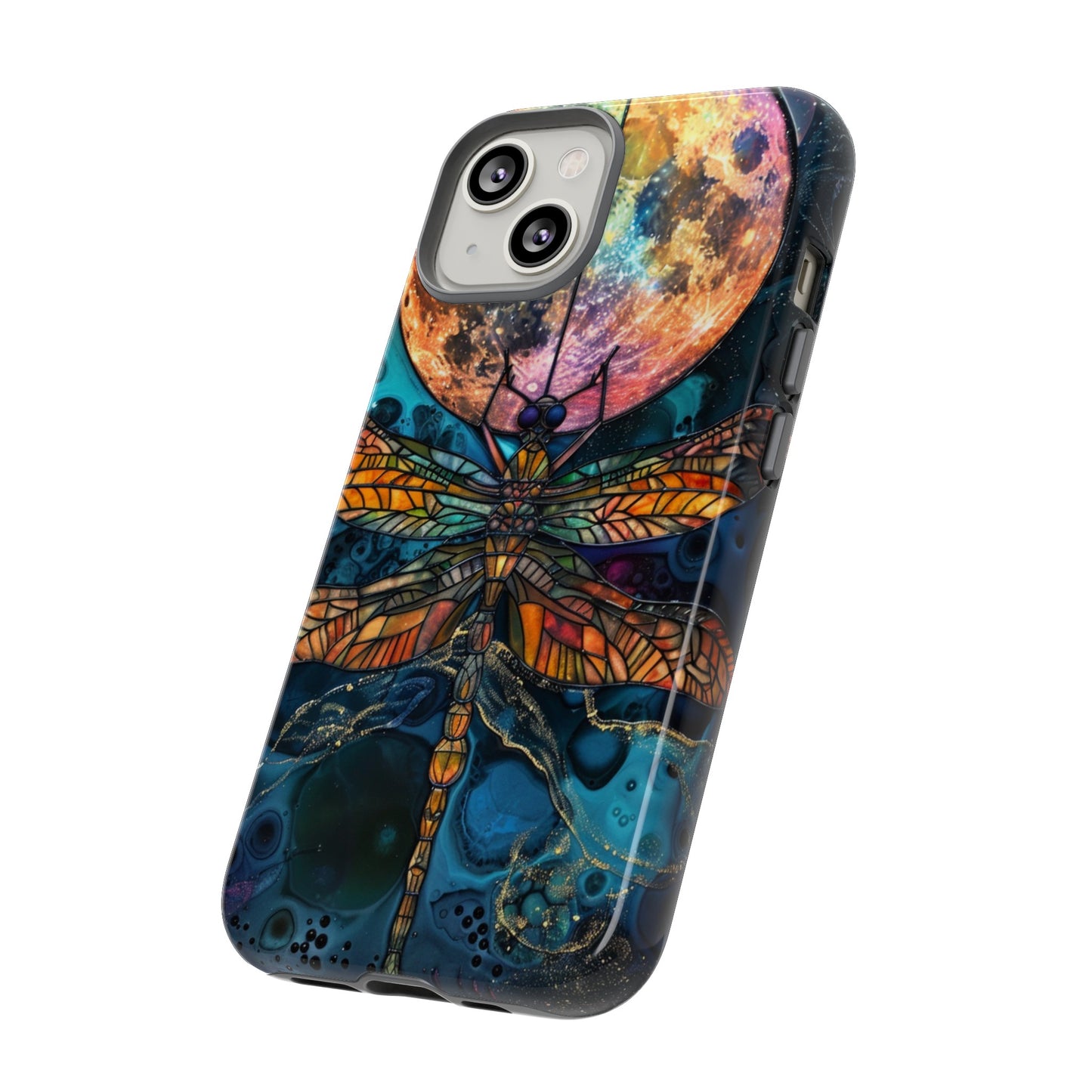 Full Moon Stained Glass Dragonfly Phone Cover