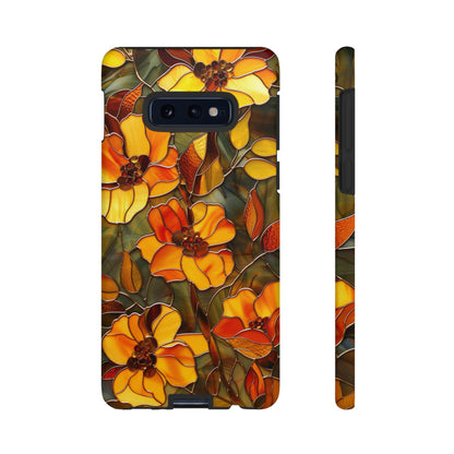 Orange Floral Phone Case Stained Glass Style