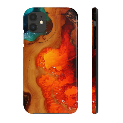 Faux Wood and Colorful Epoxy iPhone Case | Embrace the Beauty of Nature and Vibrant Artistry