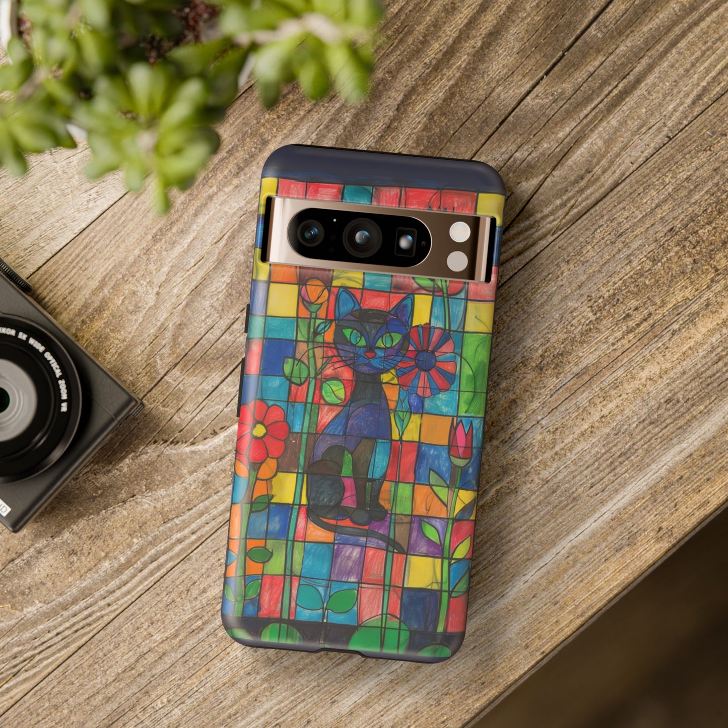 Cat in the Stained Glass Garden Phone Case