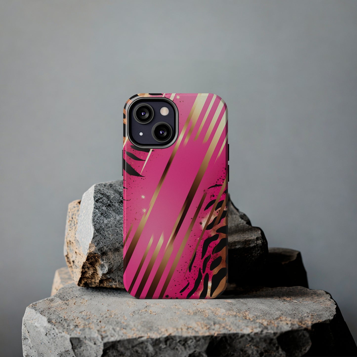 Elegant Wilderness: Pink & Gold Tiger Stripes | Mesmerizing Lush iPhone Case