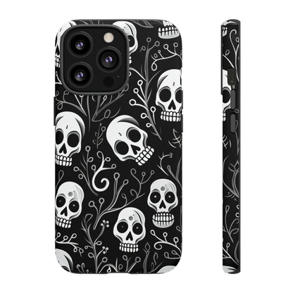 Join the Goth Side: Black Skull Floral Print | Mystical Elegance Case for iPhone, Samsung Galaxy, and Google Pixel