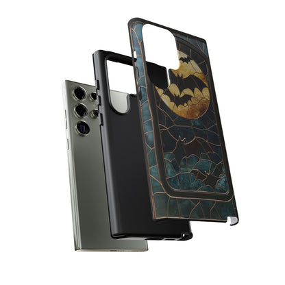 Halloween Phone Case Bats Stained Glass Style Spooky Moon Phone Cover