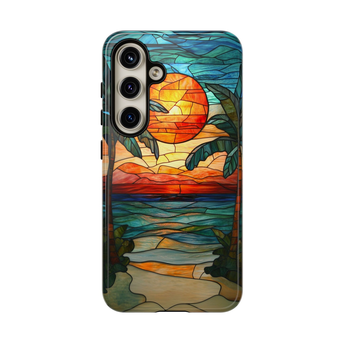 Beach sunset and palm trees phone cover for Samsung Galaxy S24