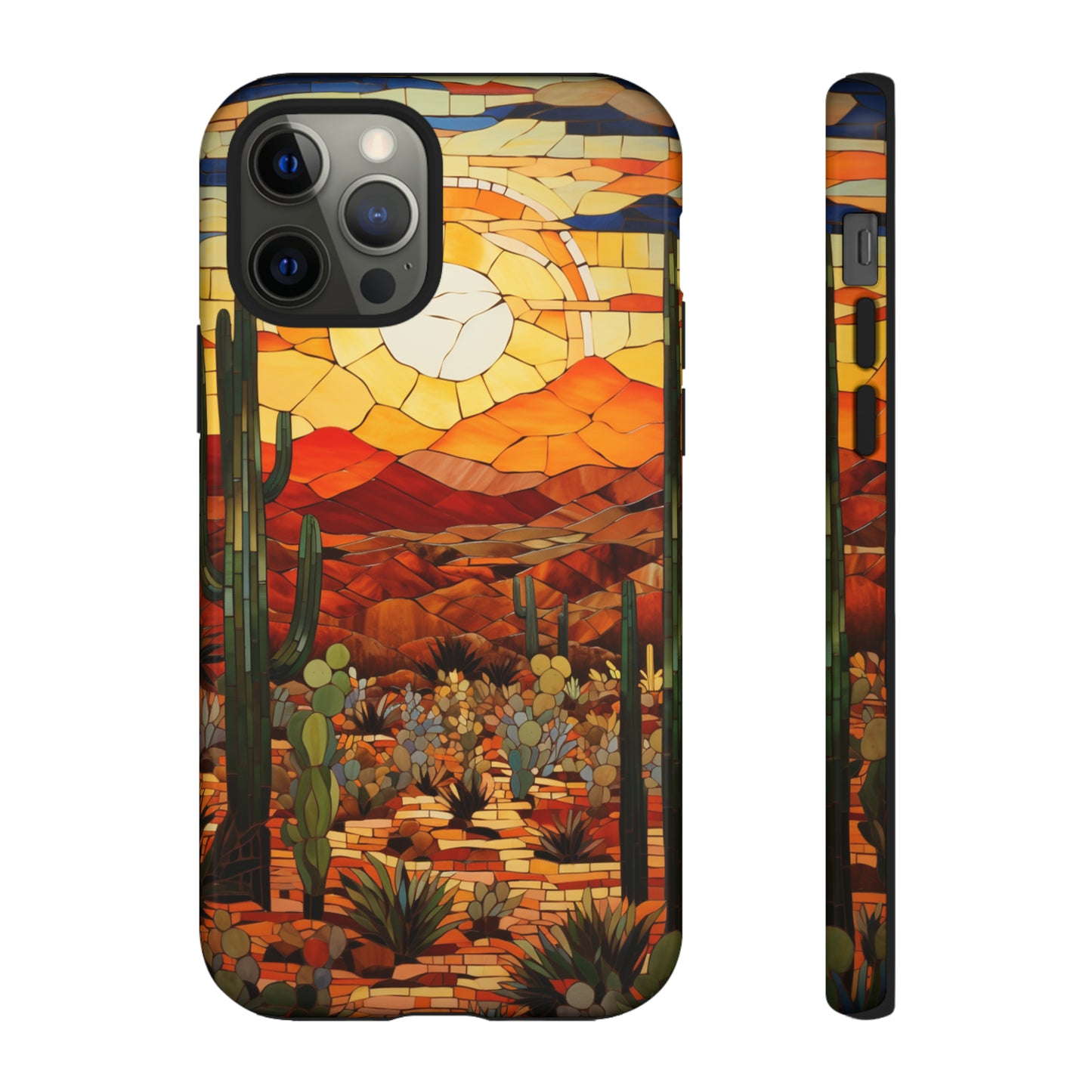 Desert Sunset Cactus Mosaic Tile