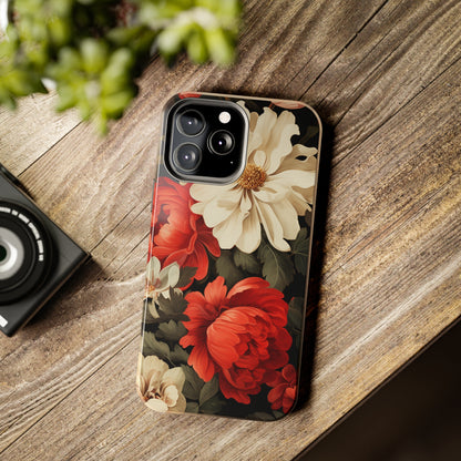 Vintage Floral Aesthetic Phone Tough Case | Antique Elegance for iPhone