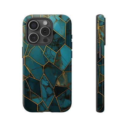ntricate mosaic pattern on phone case for iPhone 15