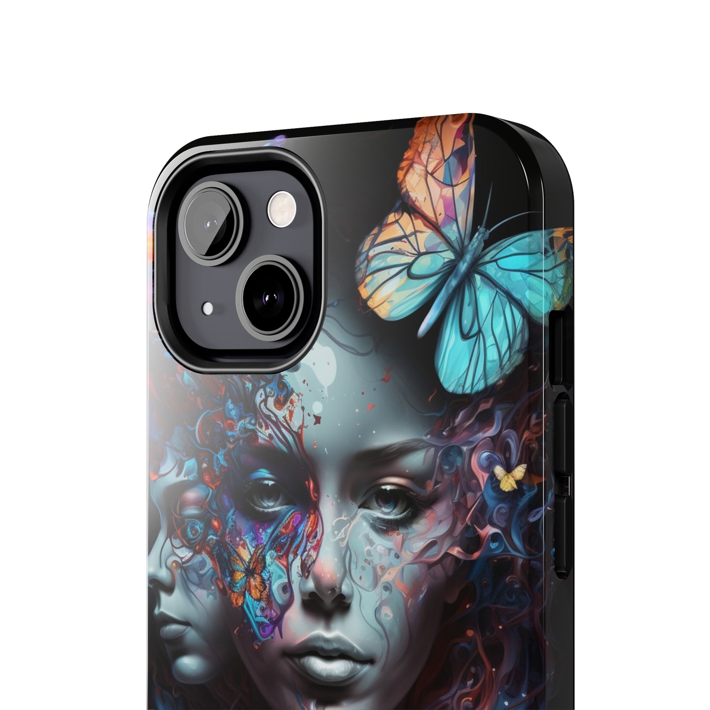 Synthwave Butterfly Girl Trippy Fantasy Art iPhone Case | Embrace the Futuristic Vibe with Whimsical Artistry