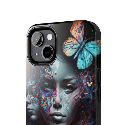 Synthwave Butterfly Girl Trippy Fantasy Art iPhone Case | Embrace the Futuristic Vibe with Whimsical Artistry