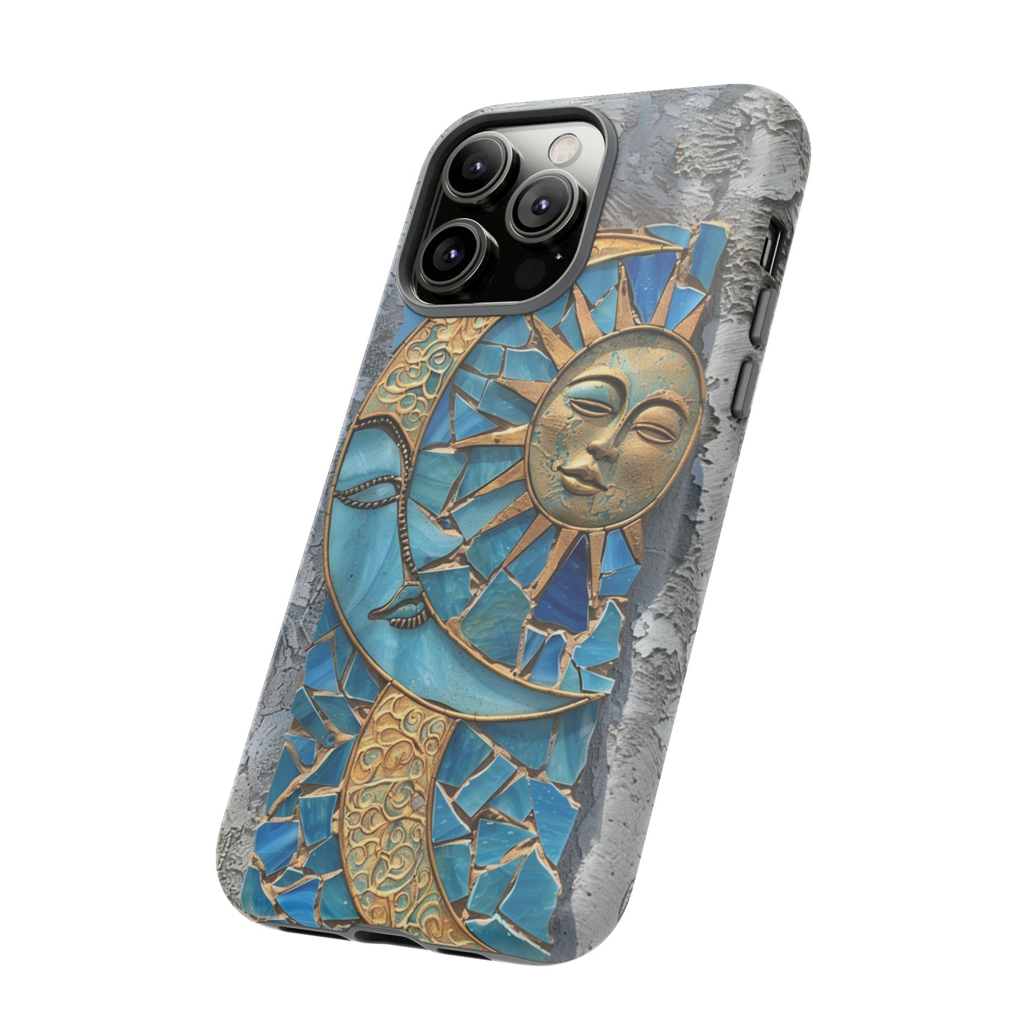 Boho Sun and Moon Mosaic Tile Stained Glass Phone Case