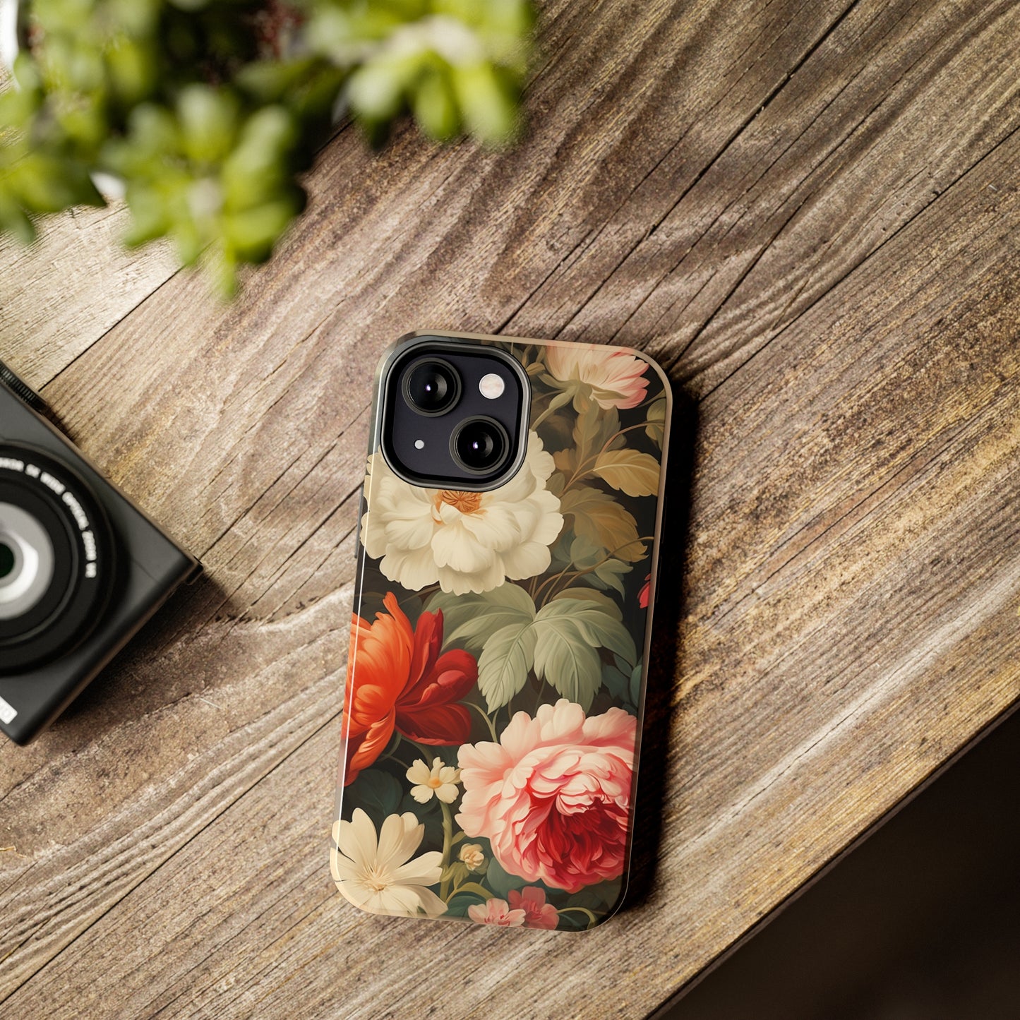 Vintage Floral Aesthetic Phone Tough Case | Antique Elegance for iPhone 11, 12, 13, 14