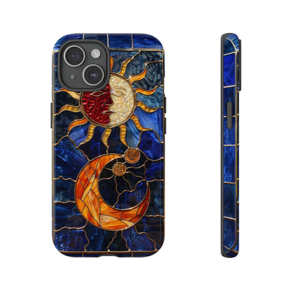 Celestial Stained Glass Moon and Stars iPhone 15 Case