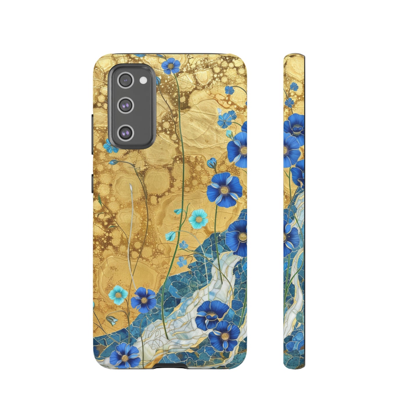 Forget Me Nots Gold Color Splash Floral Design Phone Case