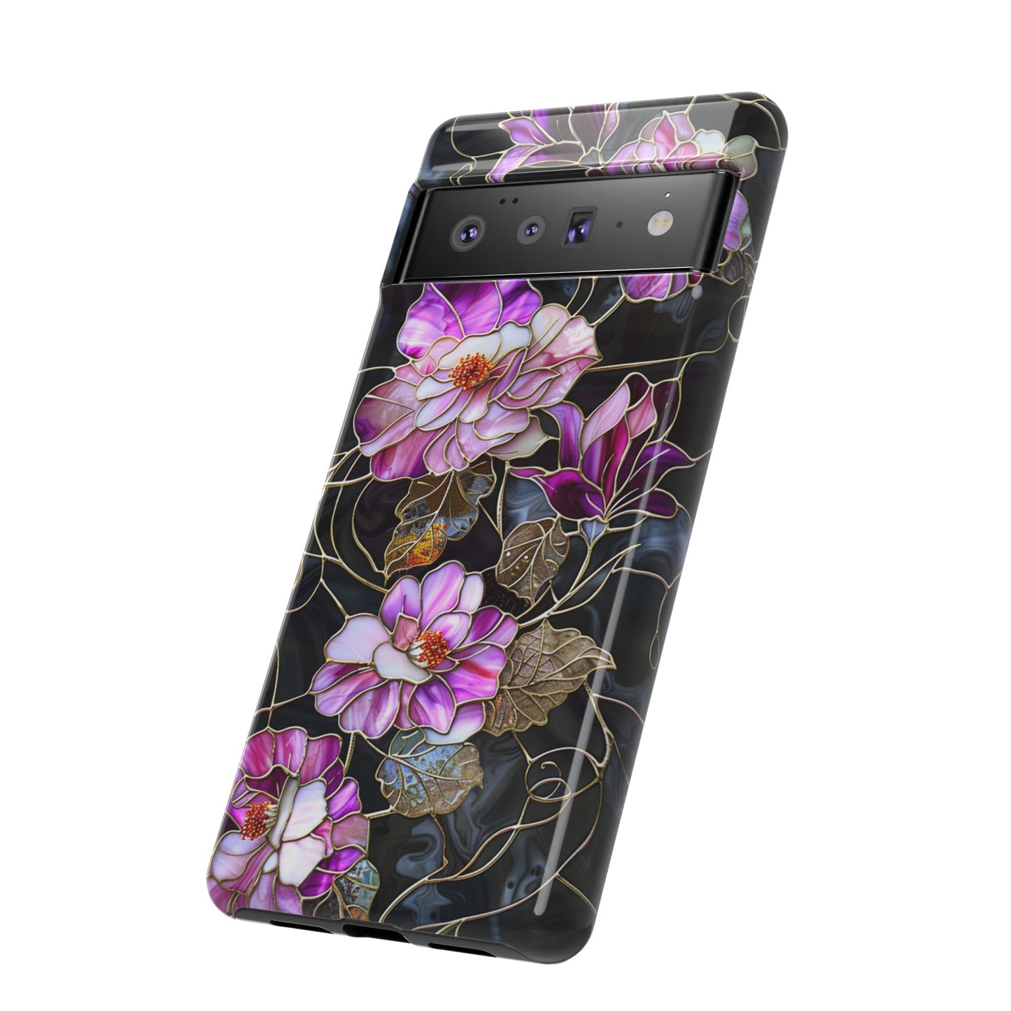 Magenta Color Floral Stained Glass Phone Case