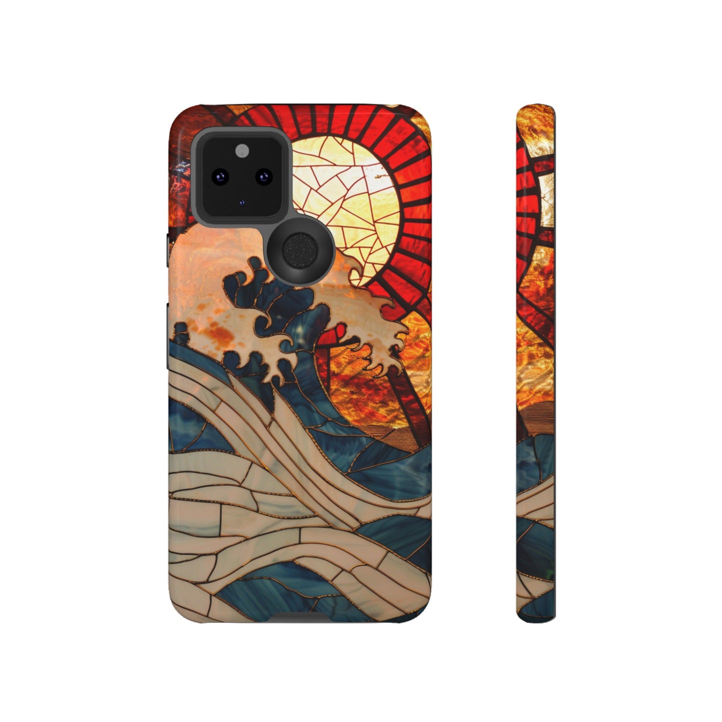 Japanese Rising Sun Phone Case Stained Glass Ocean Wave