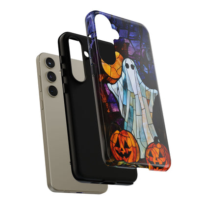 Stained Glass Halloween Ghost and Jack-o'-Lanterns Phone Cover