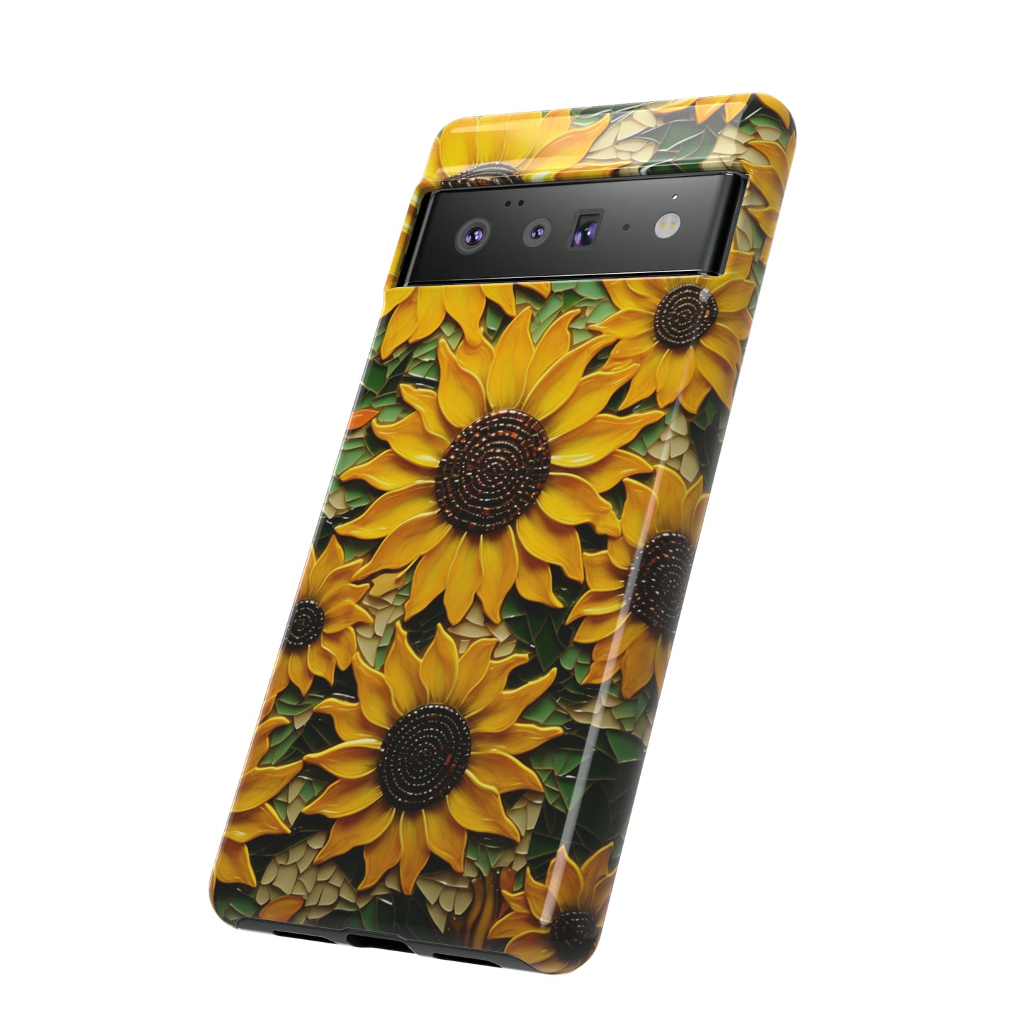 Sunflower Floral Color Explosion Mosaic Glass