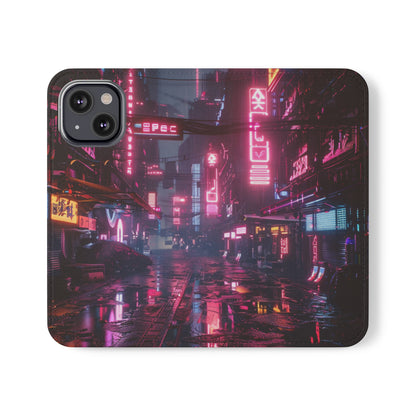 Cyberpunk City at Night Wallet Case