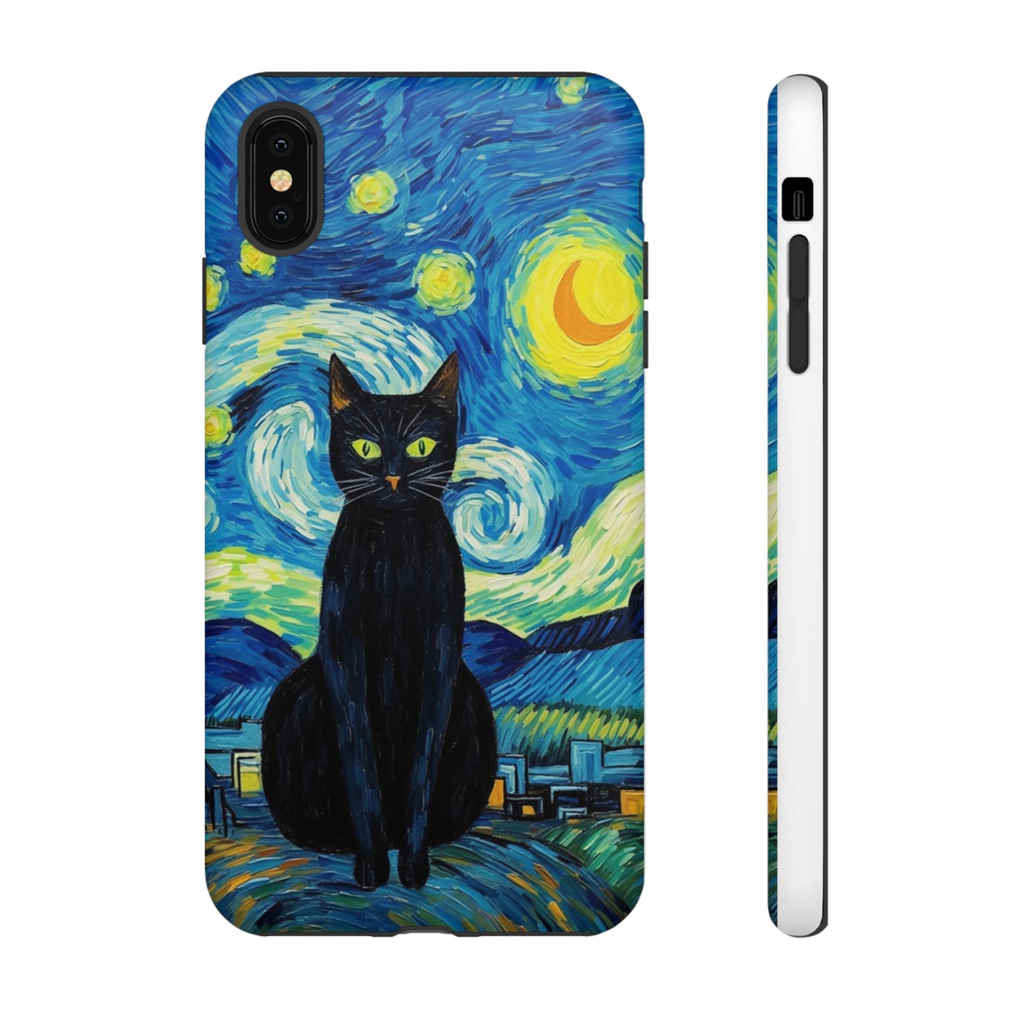 Starry Night Van Gogh Black Cat iPhone, Samsung Galaxy, Google Pixel  Case | Embrace Artistic Whimsy and Feline Charm