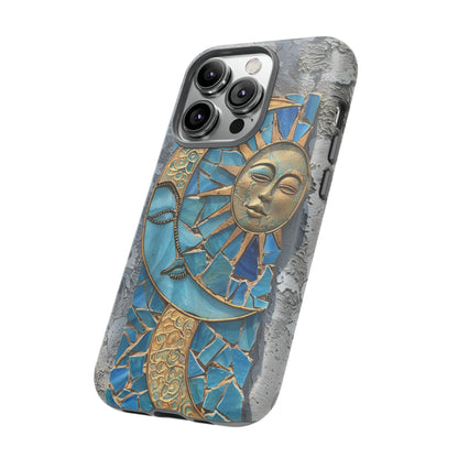 Boho Sun and Moon Mosaic Tile Stained Glass Phone Case