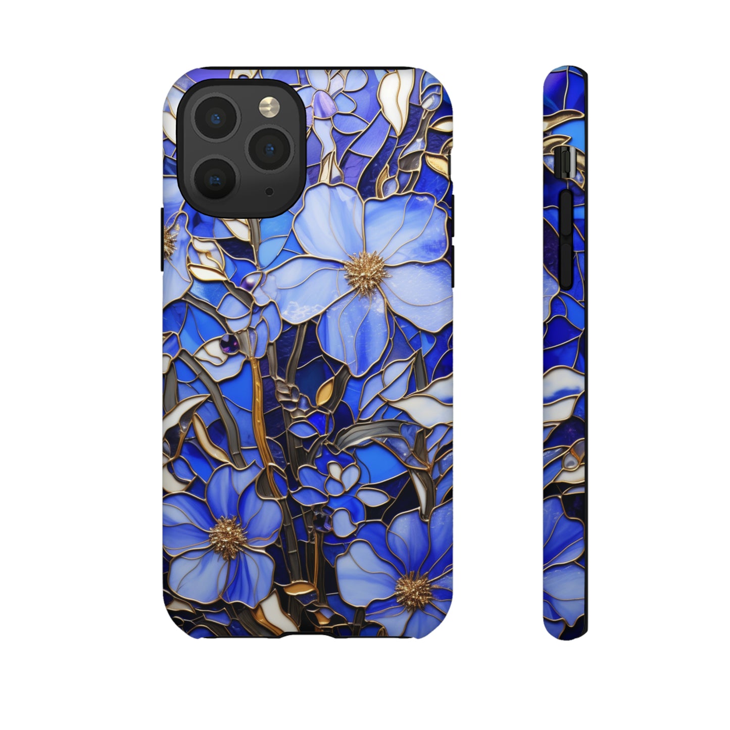 Periwinkle Stained Glass with Gold Inlay Phone Case for iPhone 15, 14, Pro Max, 13, 12 & Samsung Galaxy S23, S22, S21, Google Pixel