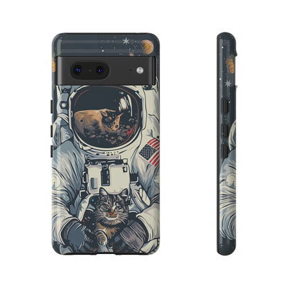 The Astronaut and the Cosmic Cat Phone Case