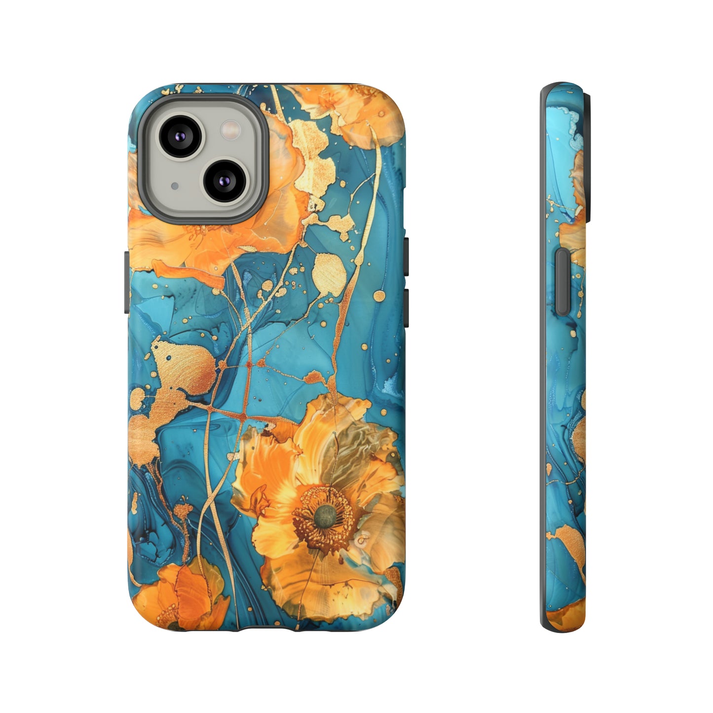 Gold Poppies Color Splash Floral Design Phone Case